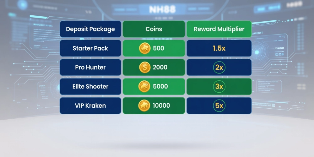 Bảng giá chi tiết các gói nạp tiền cho bắn cá vui nh88 năm 2025