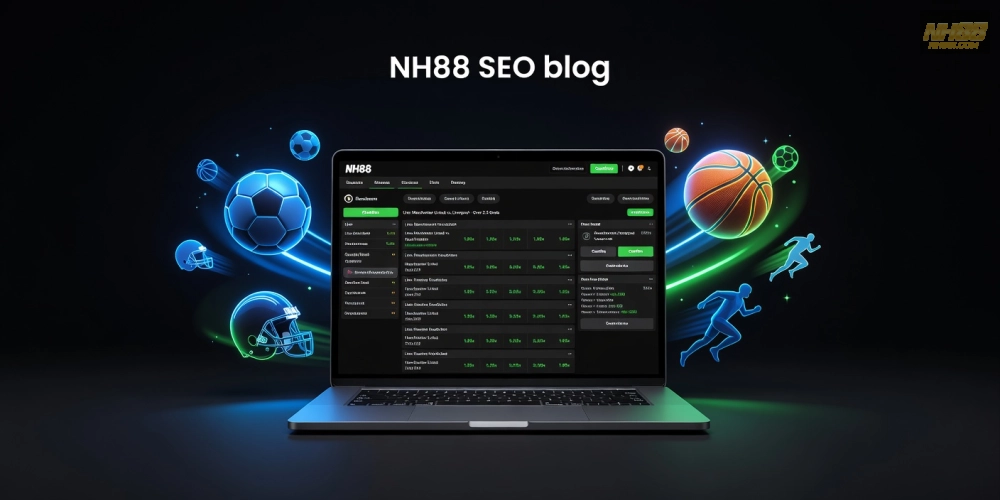 Minh họa khái niệm cá cược thể thao trên nền tảng NH88 với giao diện hiện đại
