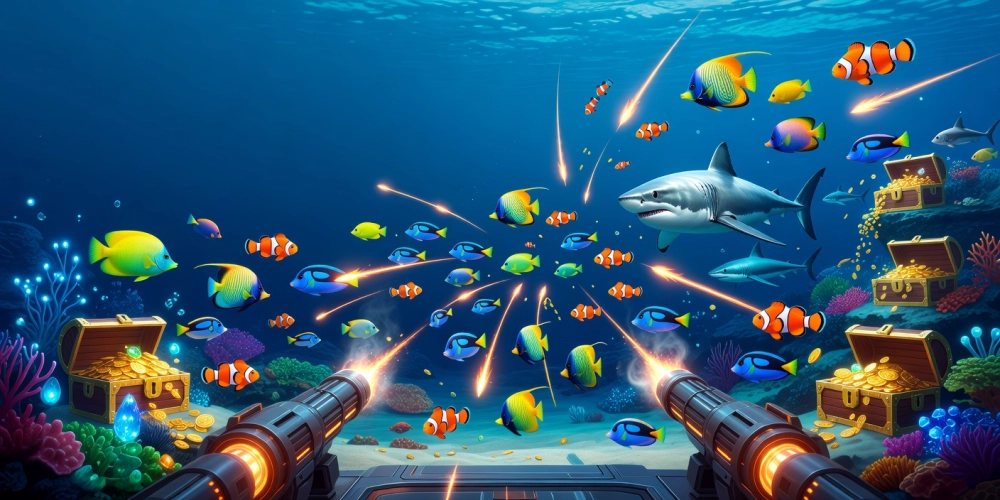 Hình minh họa gameplay bắn cá nh88 với đồ họa sống động và cá đa dạng