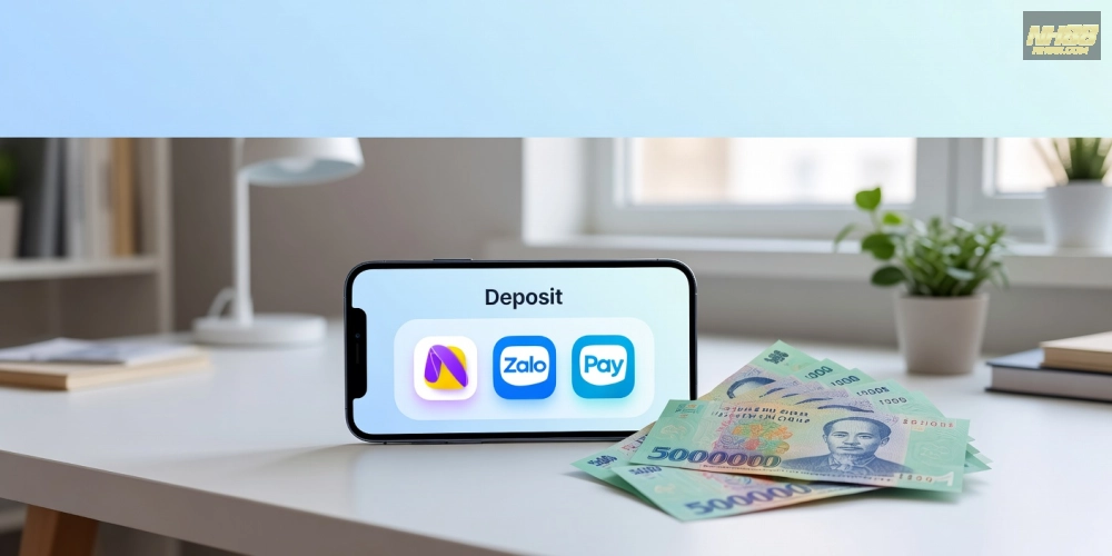 Minh họa quy trình nạp tiền nhanh chóng qua ví điện tử trên ứng dụng NH88