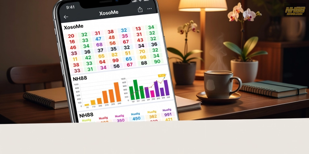 Hình ảnh minh họa nguồn kết quả xổ số nh88 từ XosoMe với biểu đồ thống kê chi tiết.